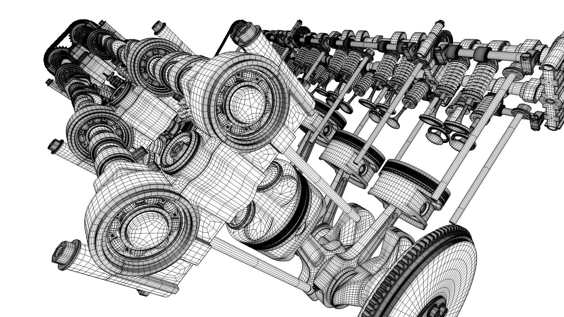 V12 Engine Working Animated 3D model_32