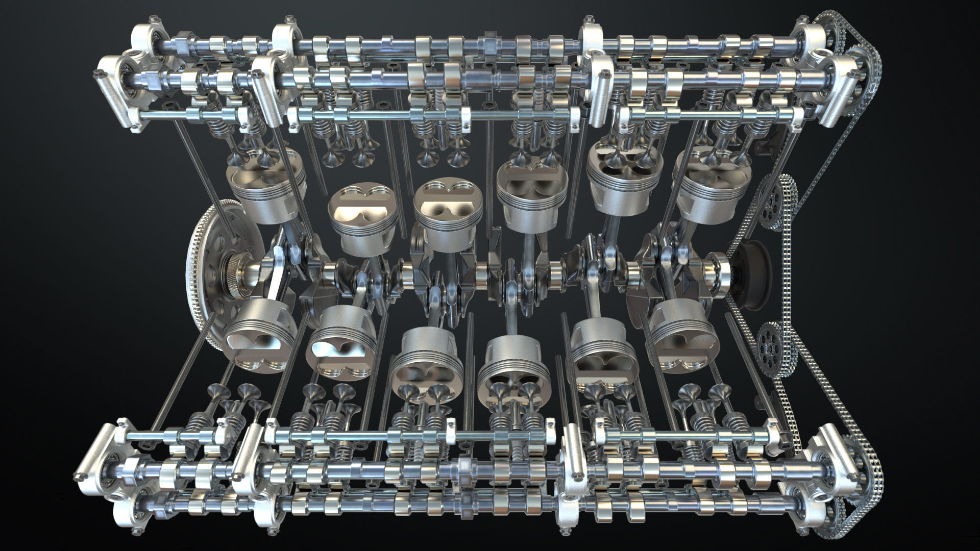 V12 Engine Working Animated 3D model_23