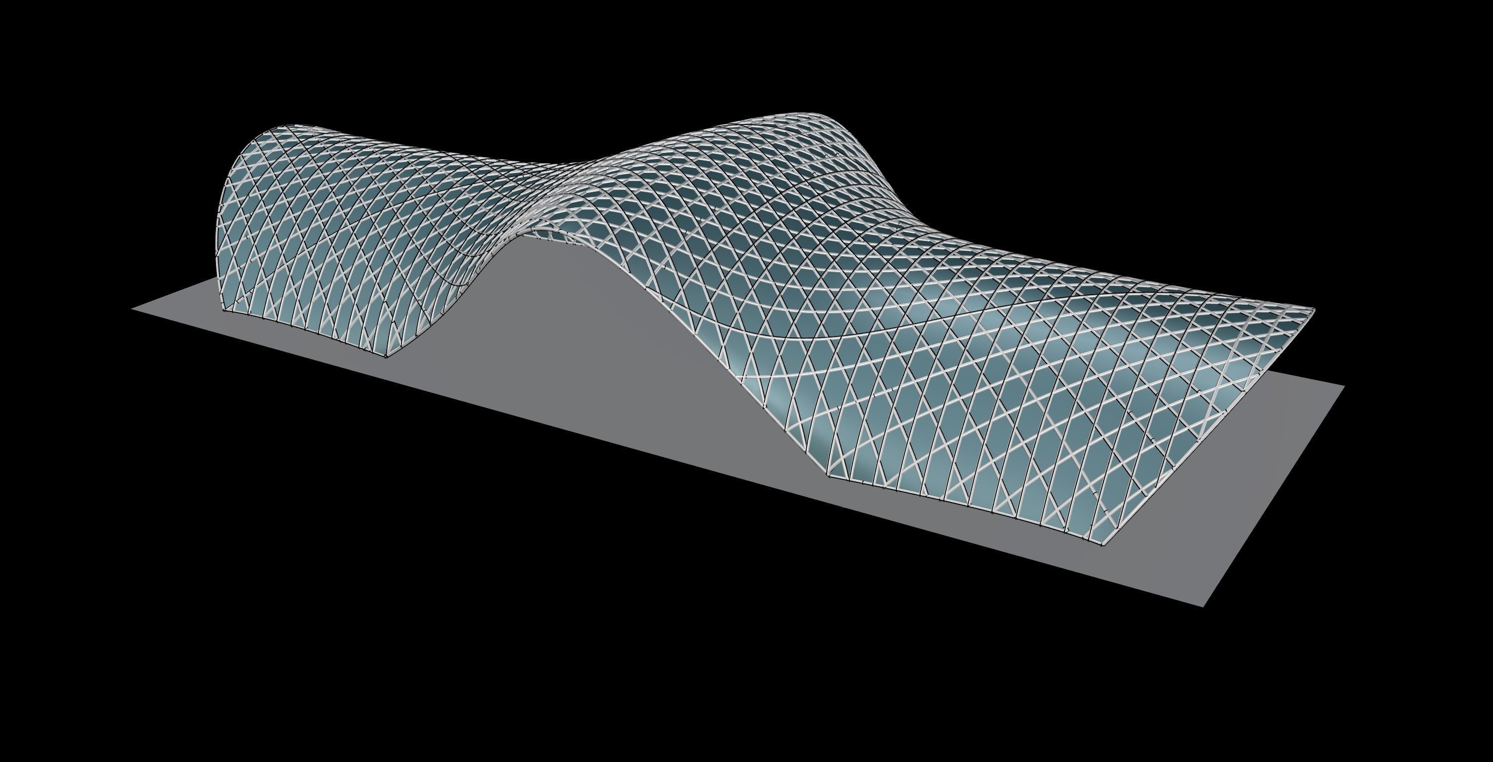 Pavilion Triangulated Wireframe Architecture Parametric v5 3D model_6