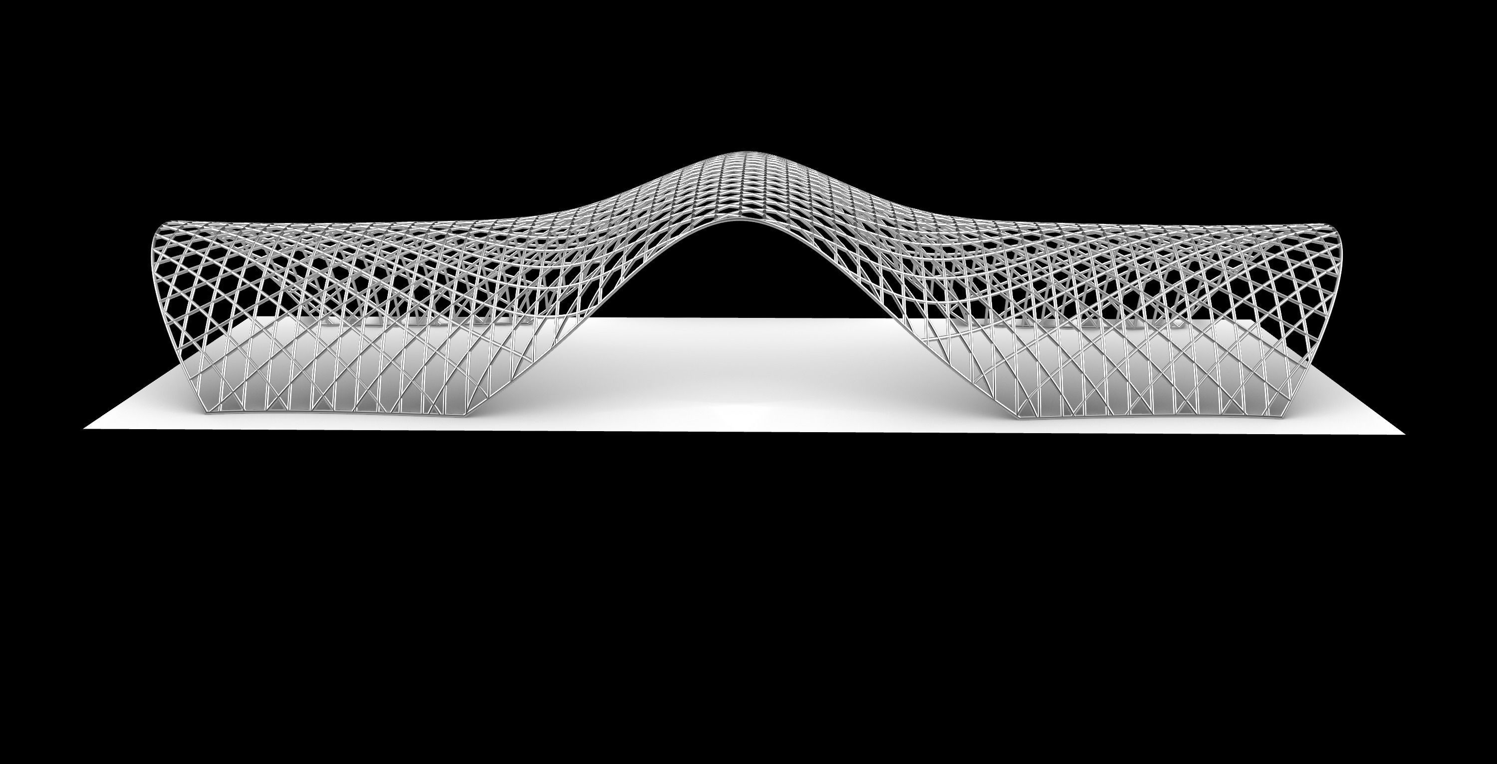 Pavilion Triangulated Wireframe Architecture Parametric v5 3D model_3