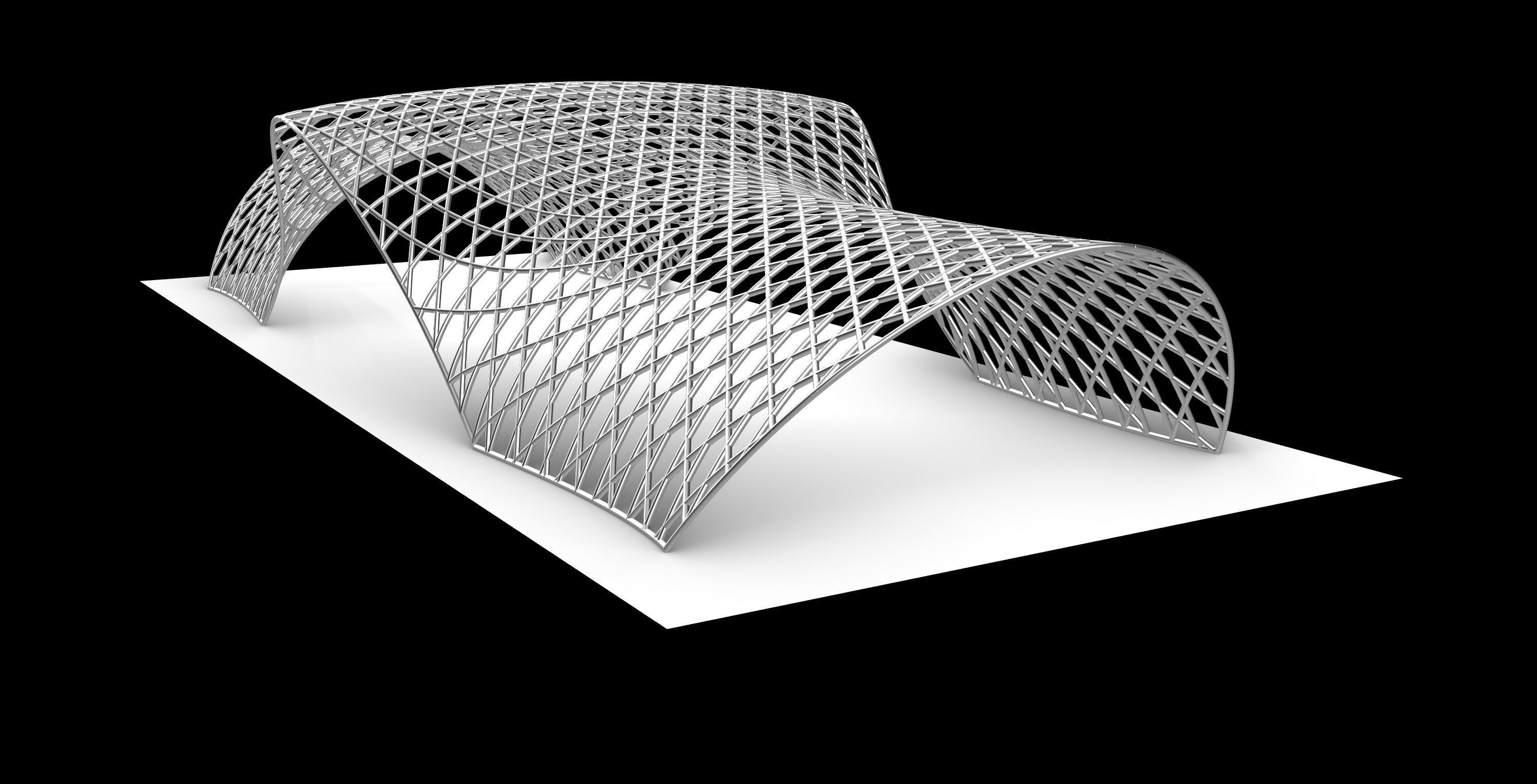 Pavilion Triangulated Wireframe Architecture Parametric v5 3D model_1