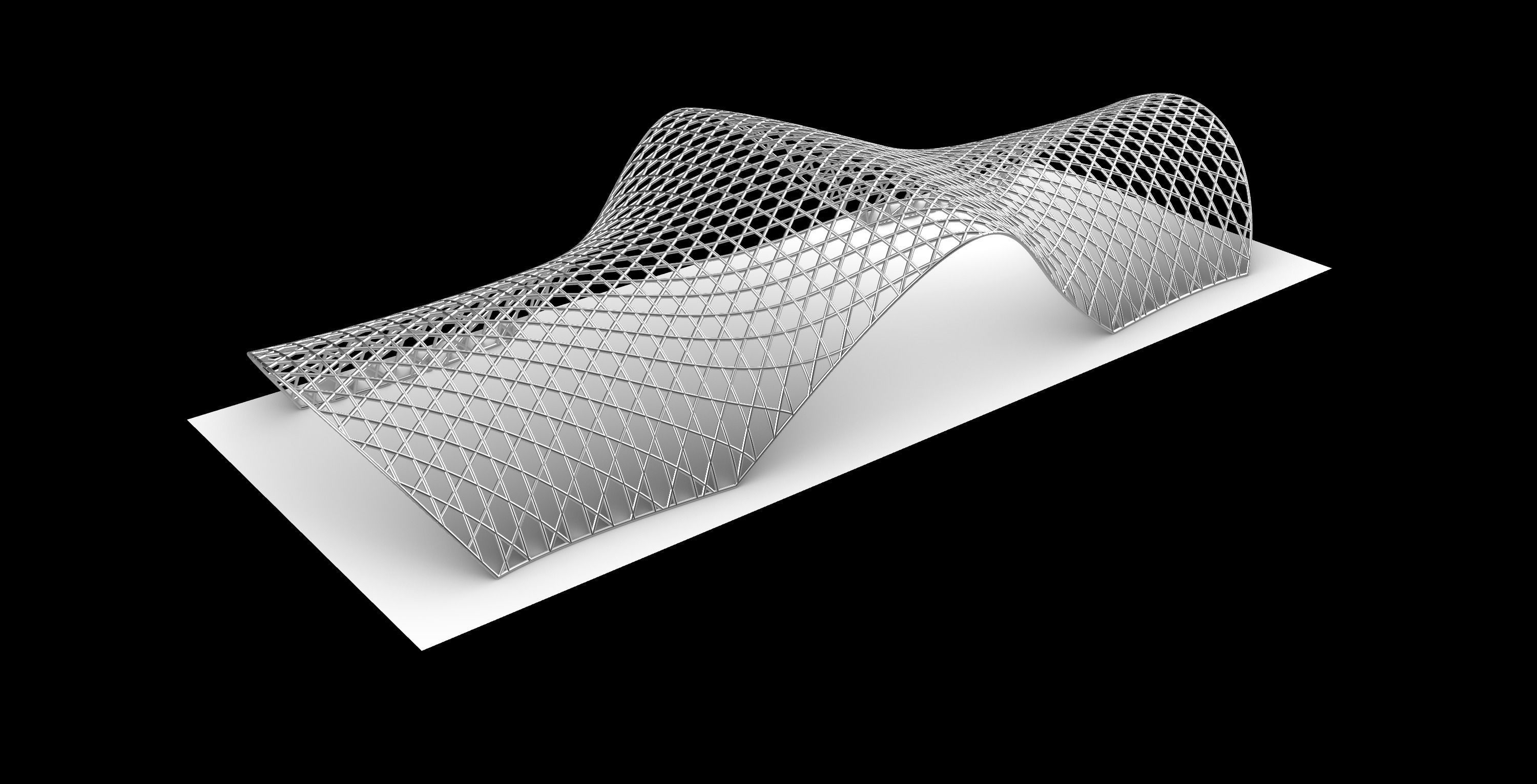 Pavilion Triangulated Wireframe Architecture Parametric v5 3D model_2