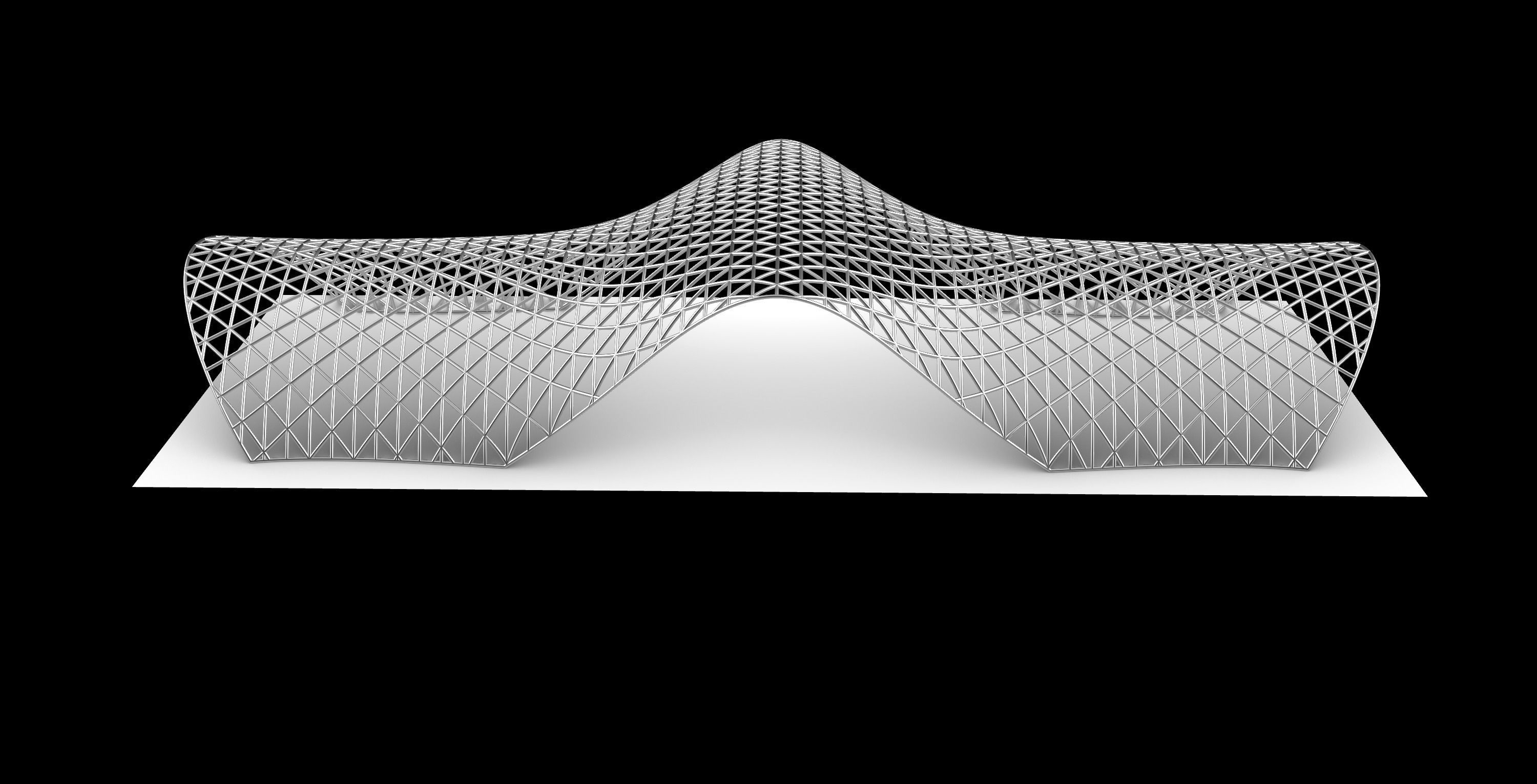 Pavilion Triangulated Wireframe Architecture Parametric v6 3D model_4