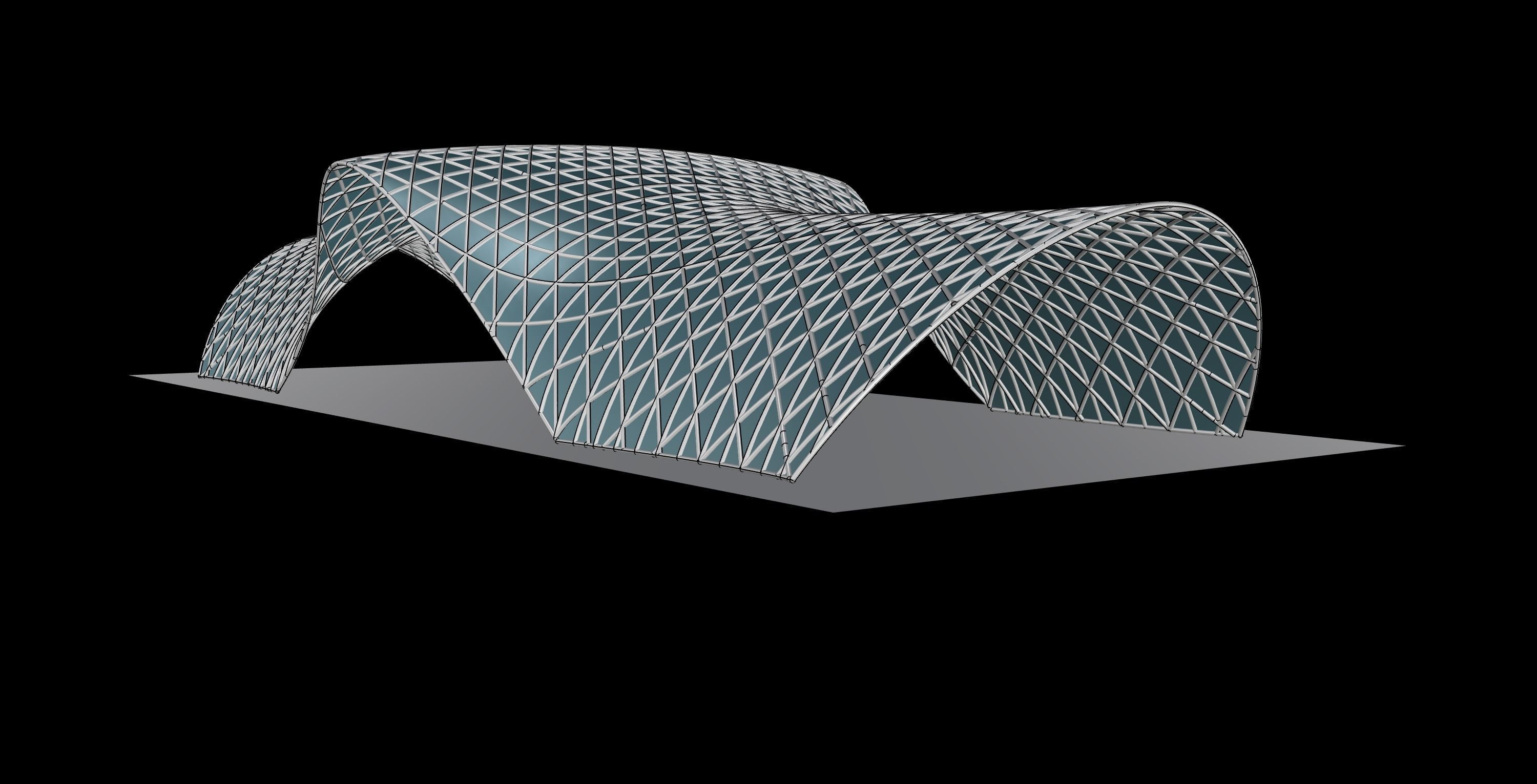 Pavilion Triangulated Wireframe Architecture Parametric v6 3D model_9