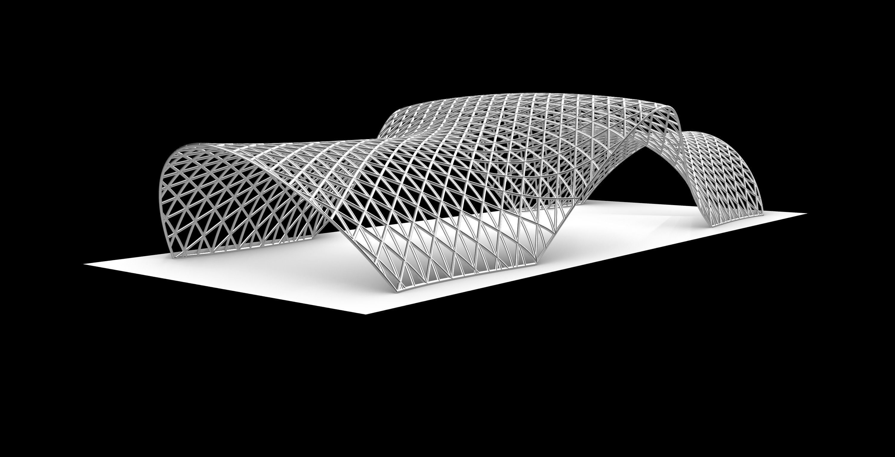 Pavilion Triangulated Wireframe Architecture Parametric v6 3D model_3