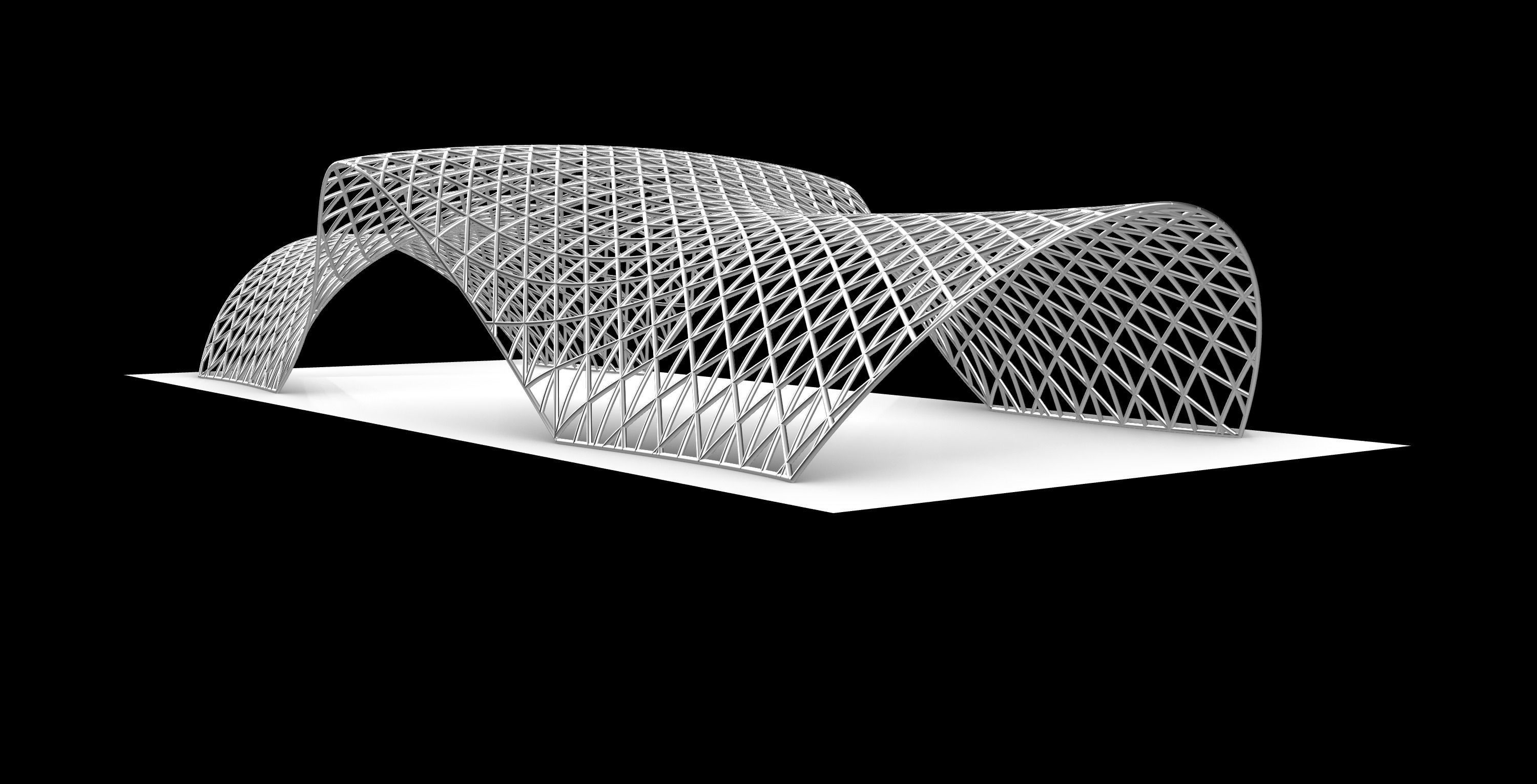 Pavilion Triangulated Wireframe Architecture Parametric v6 3D model_2