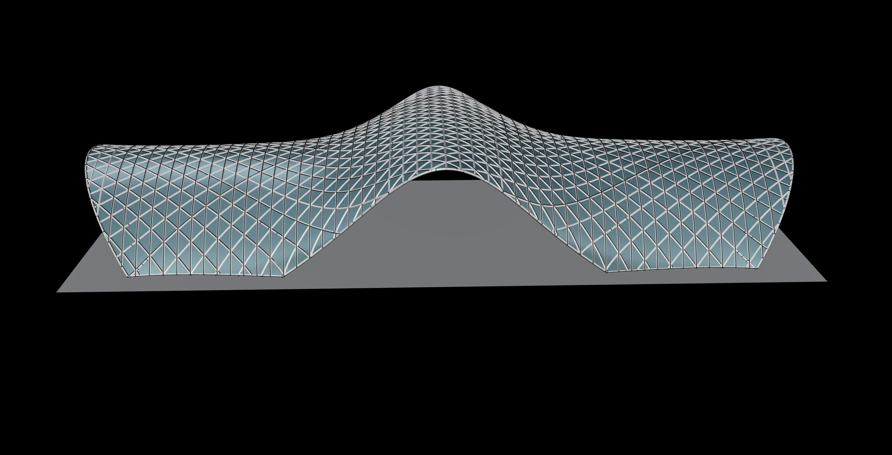 Pavilion Triangulated Wireframe Architecture Parametric v6 3D model_8