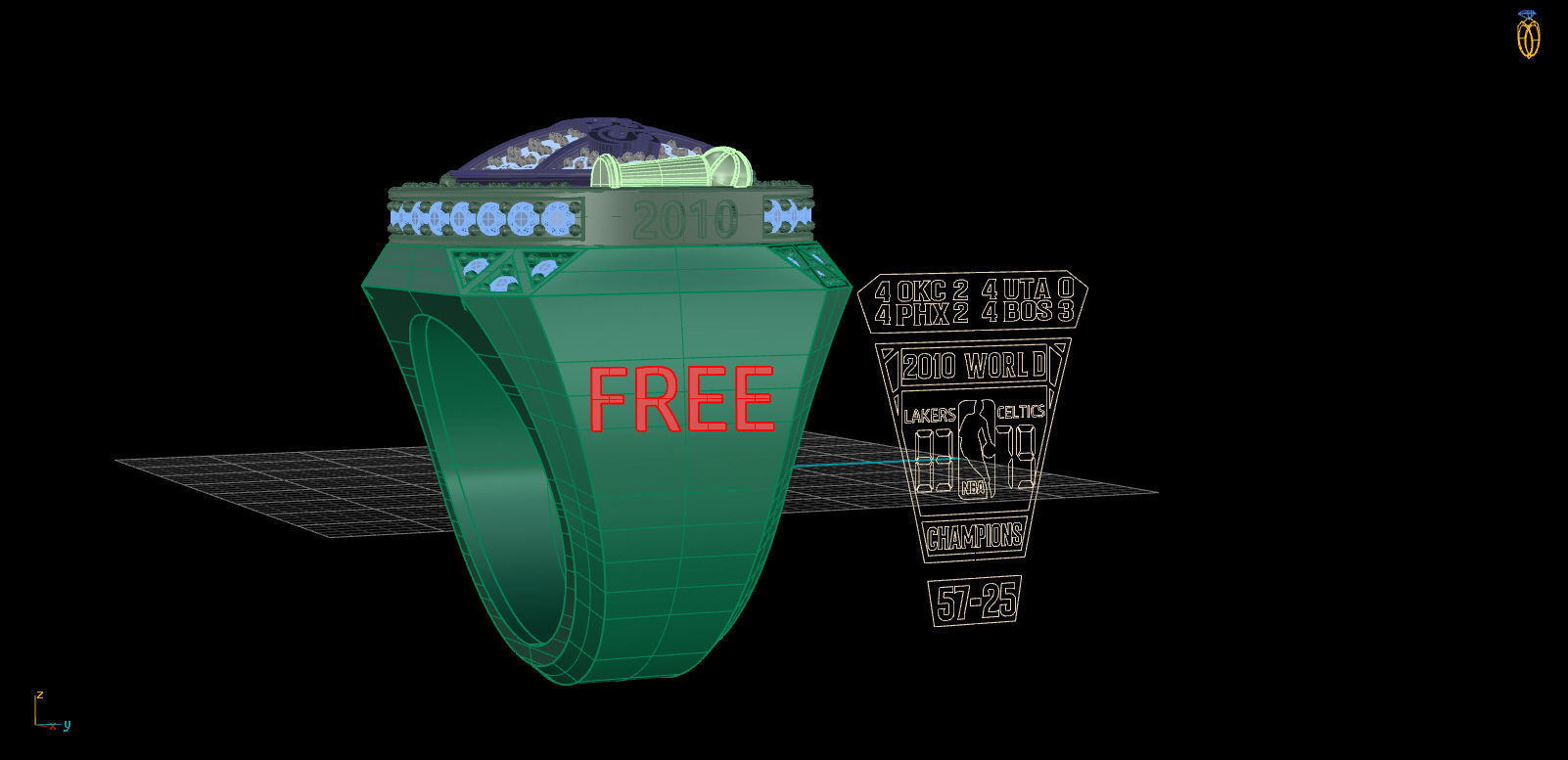 Lakers Ring 2009-2010 TH01303 3D print model_14