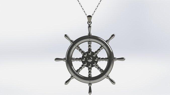 Ship wheel pendant 3D print model
