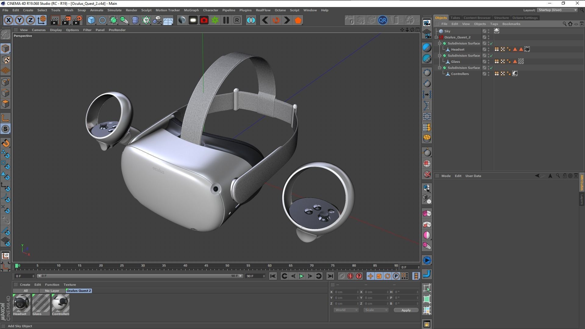 Oculus Quest 2 VR Headset with Controllers Low-poly 3D model_22