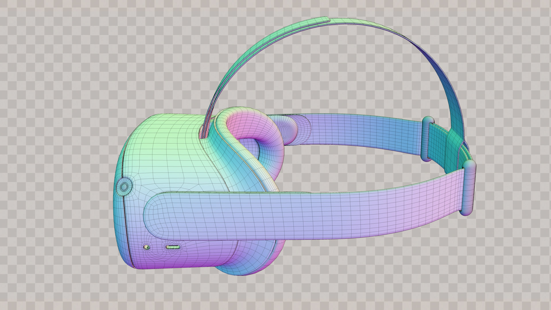 Oculus Quest 2 VR Headset with Controllers Low-poly 3D model_5