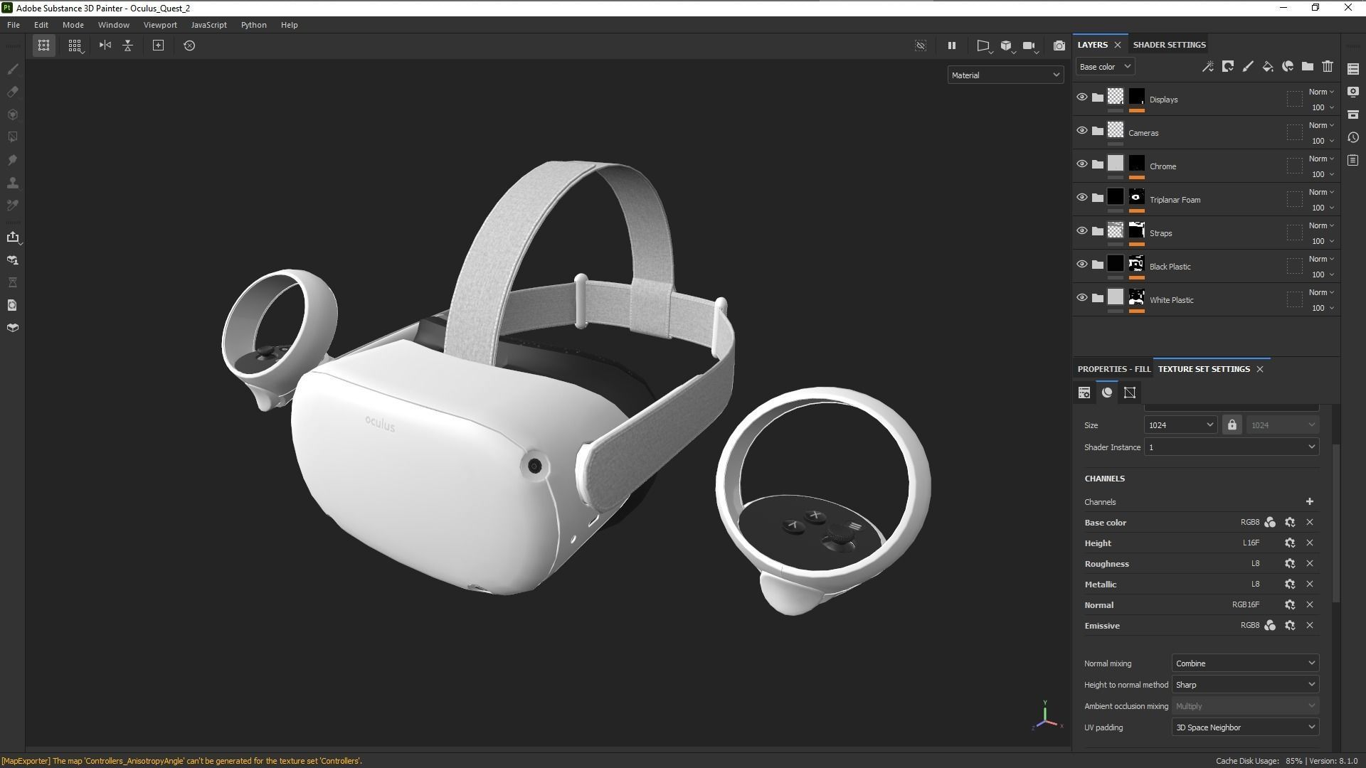 Oculus Quest 2 VR Headset with Controllers Low-poly 3D model_23