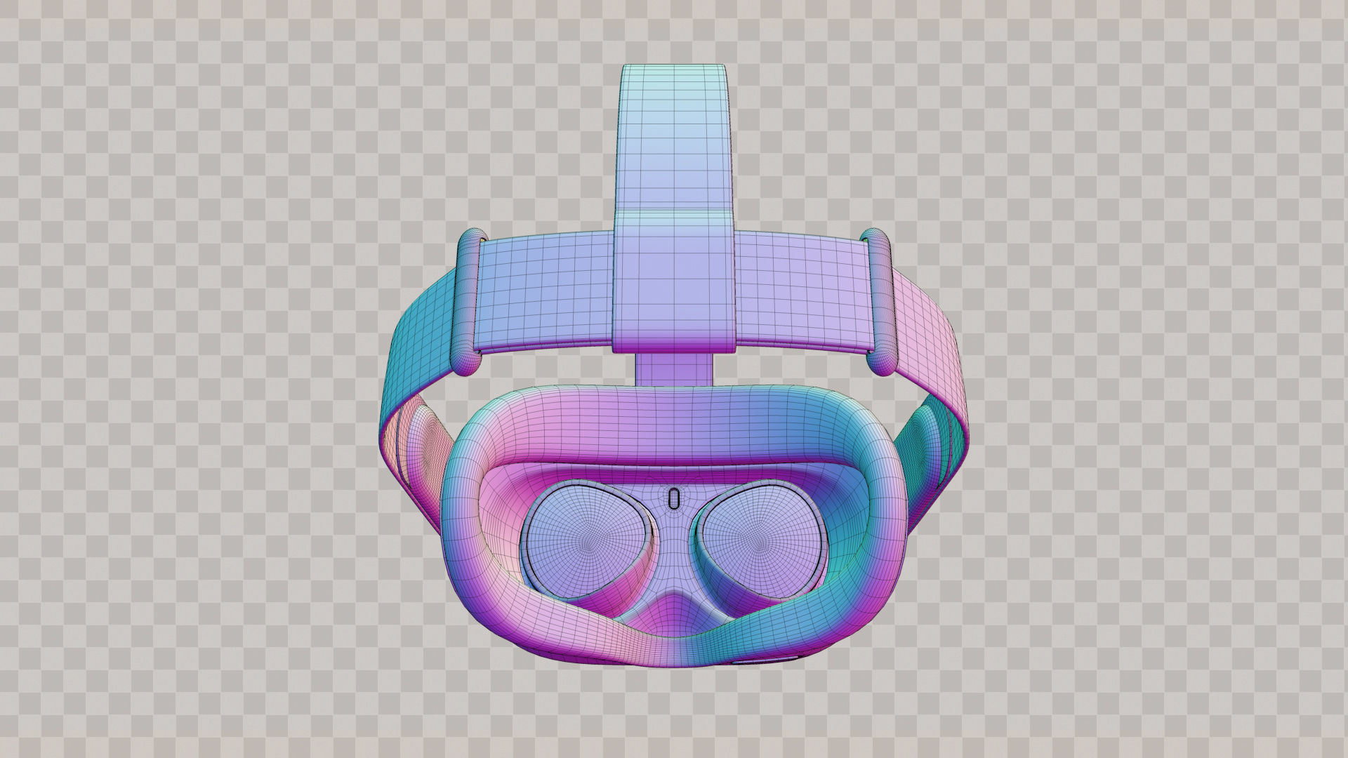 Oculus Quest 2 VR Headset with Controllers Low-poly 3D model_6