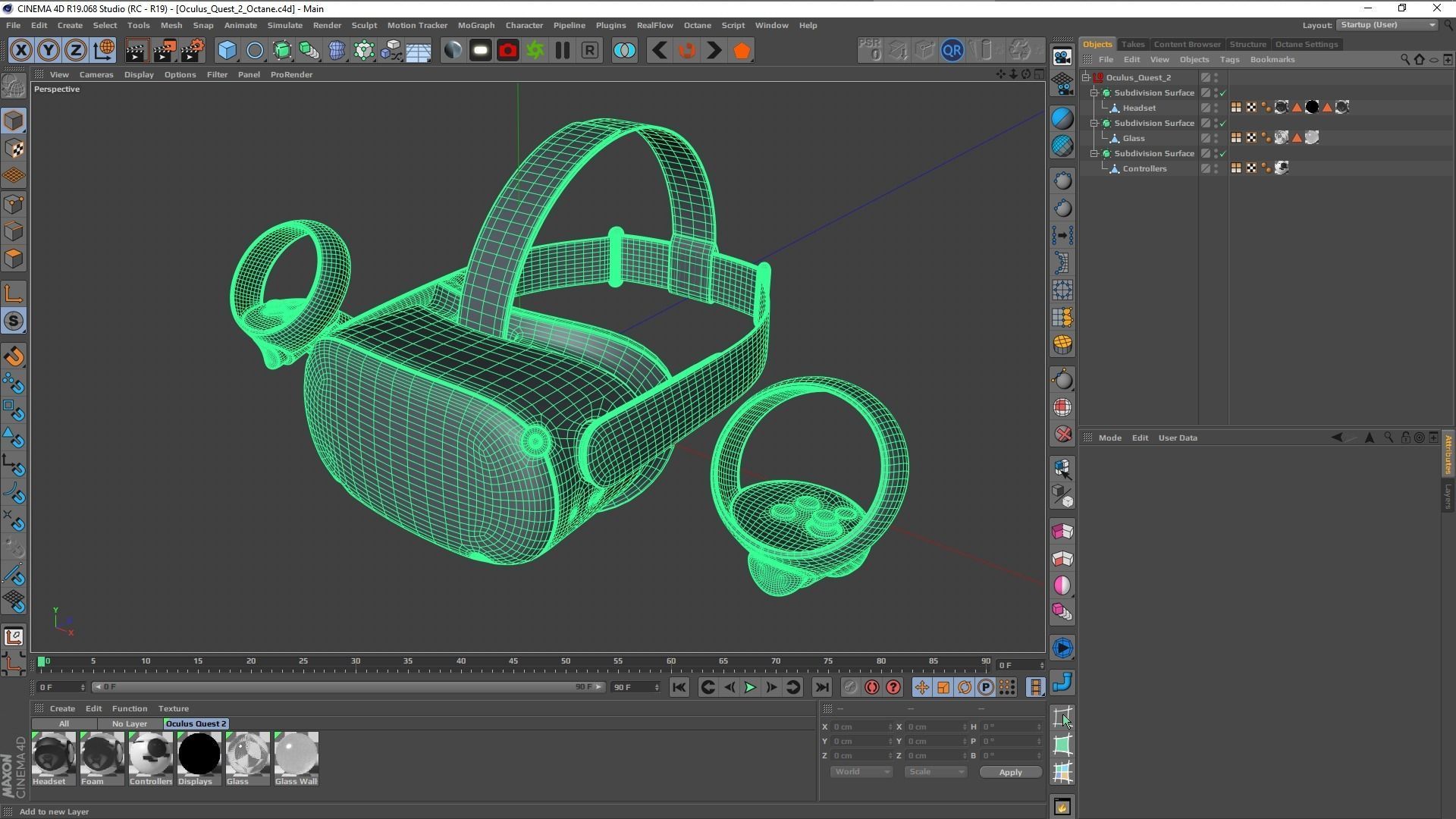 Oculus Quest 2 VR Headset with Controllers Low-poly 3D model_21