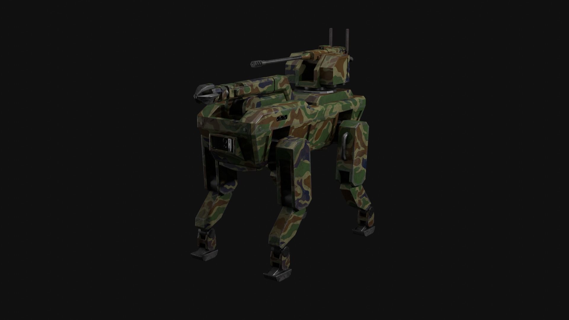 Military robot dog Low-poly 3D model_16