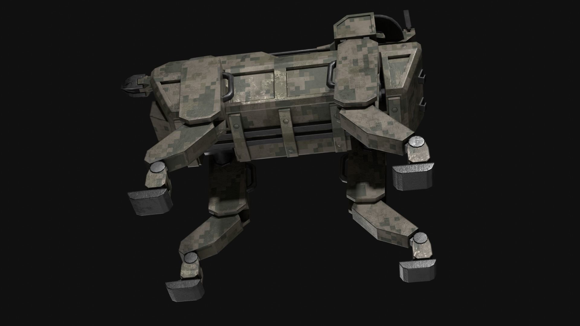 Military robot dog Low-poly 3D model_5
