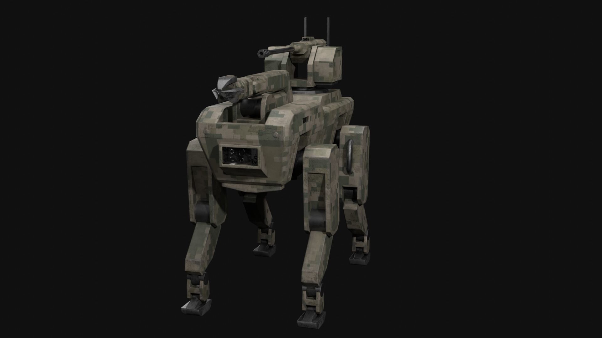 Military robot dog Low-poly 3D model_2