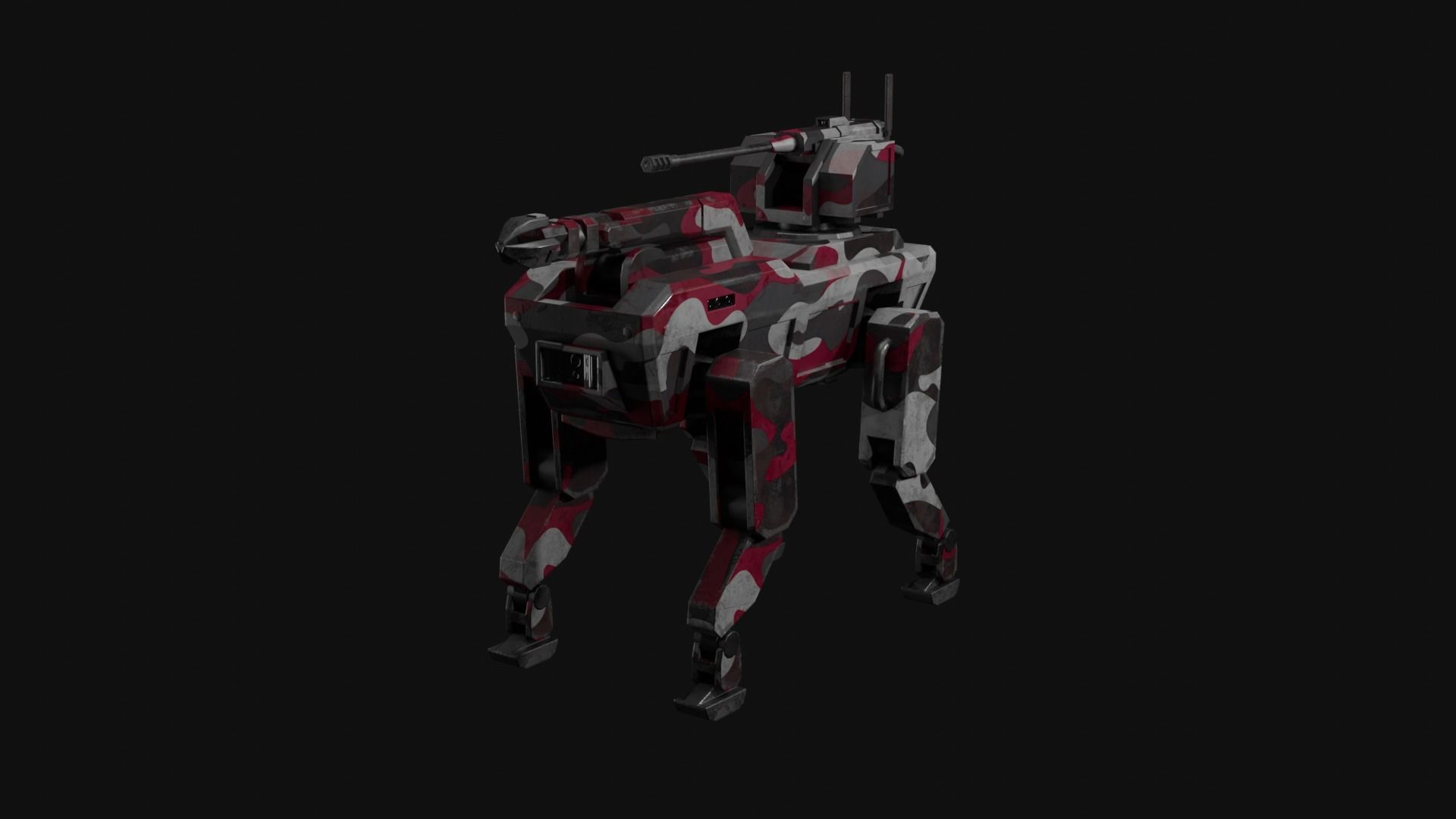 Military robot dog Low-poly 3D model_21