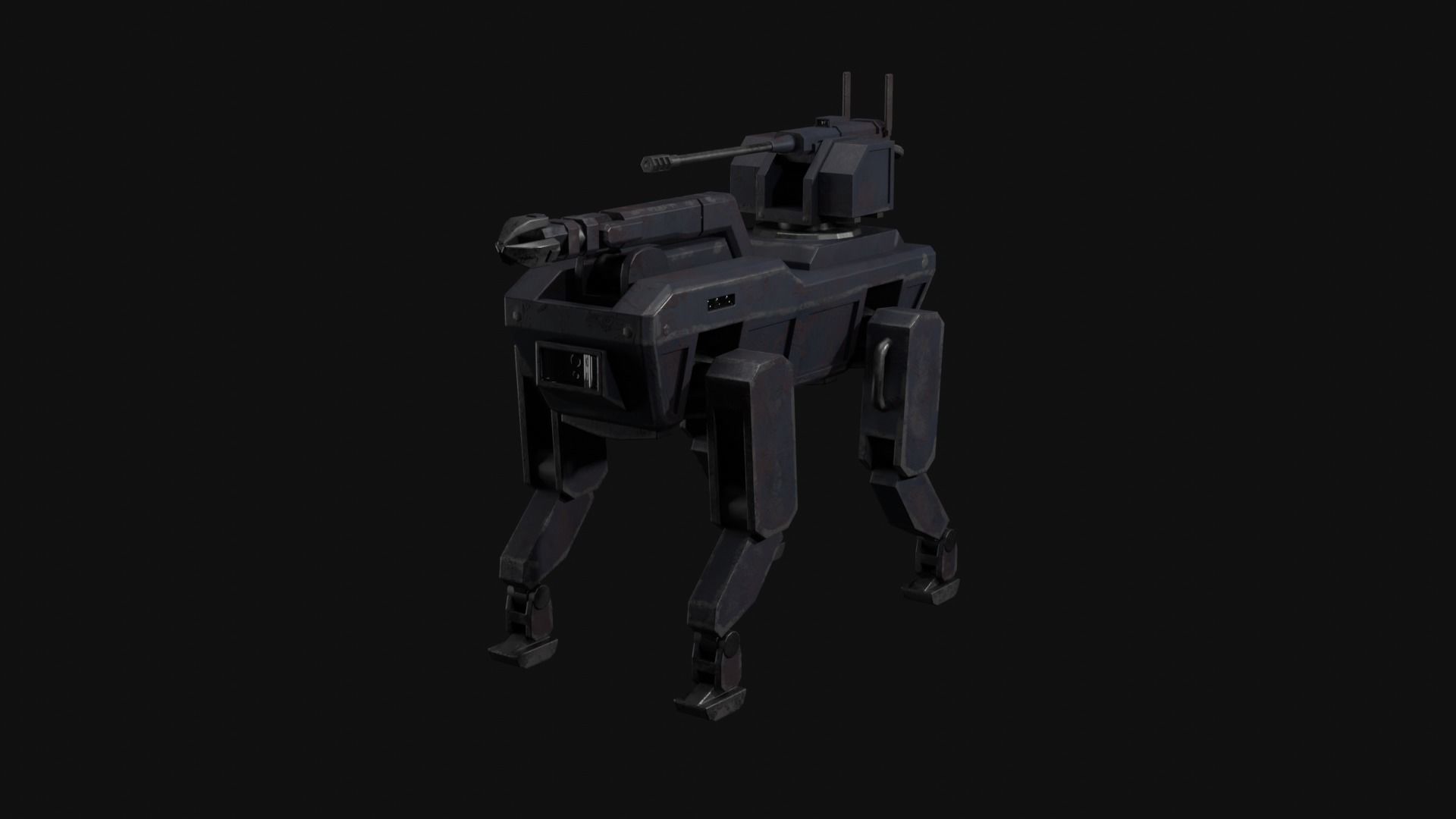 Military robot dog Low-poly 3D model_22