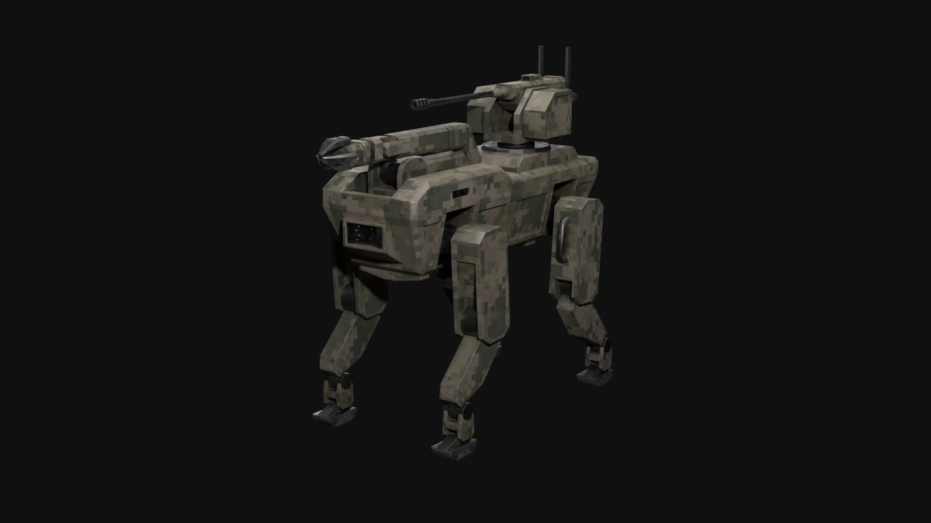 Military robot dog Low-poly 3D model_1