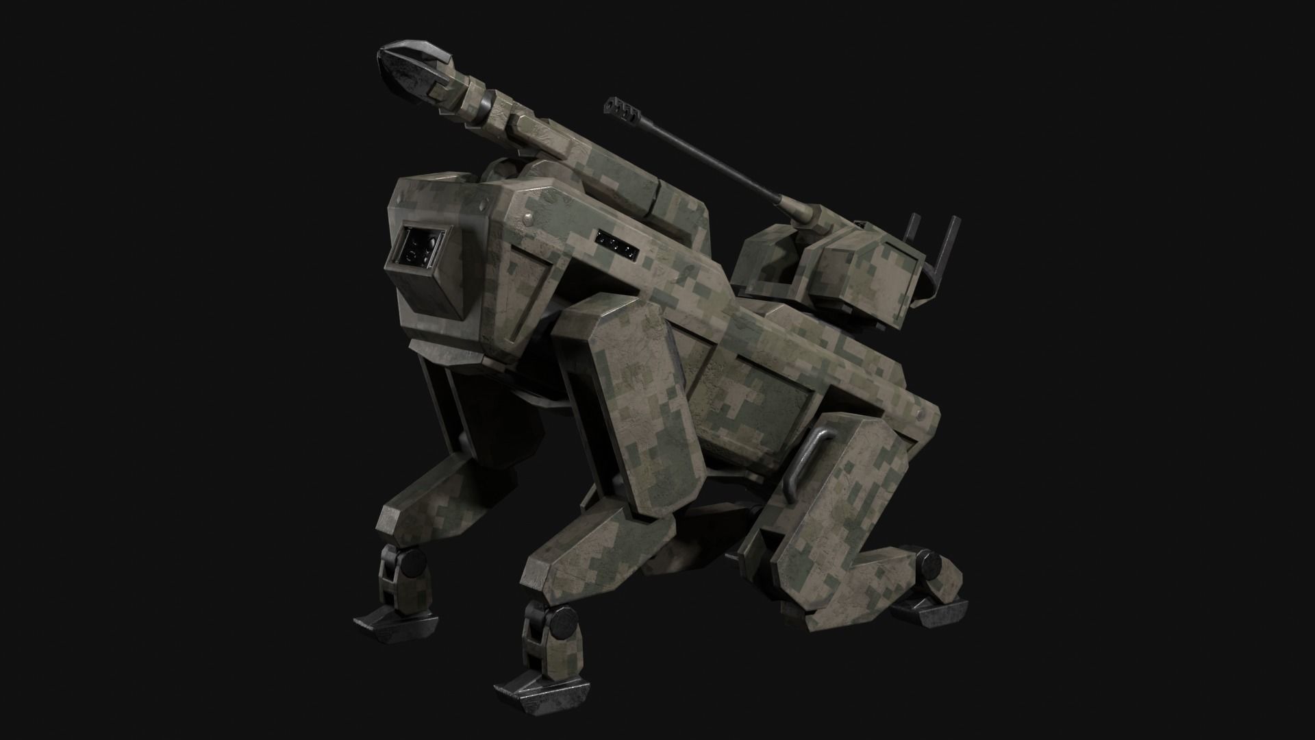Military robot dog Low-poly 3D model_9