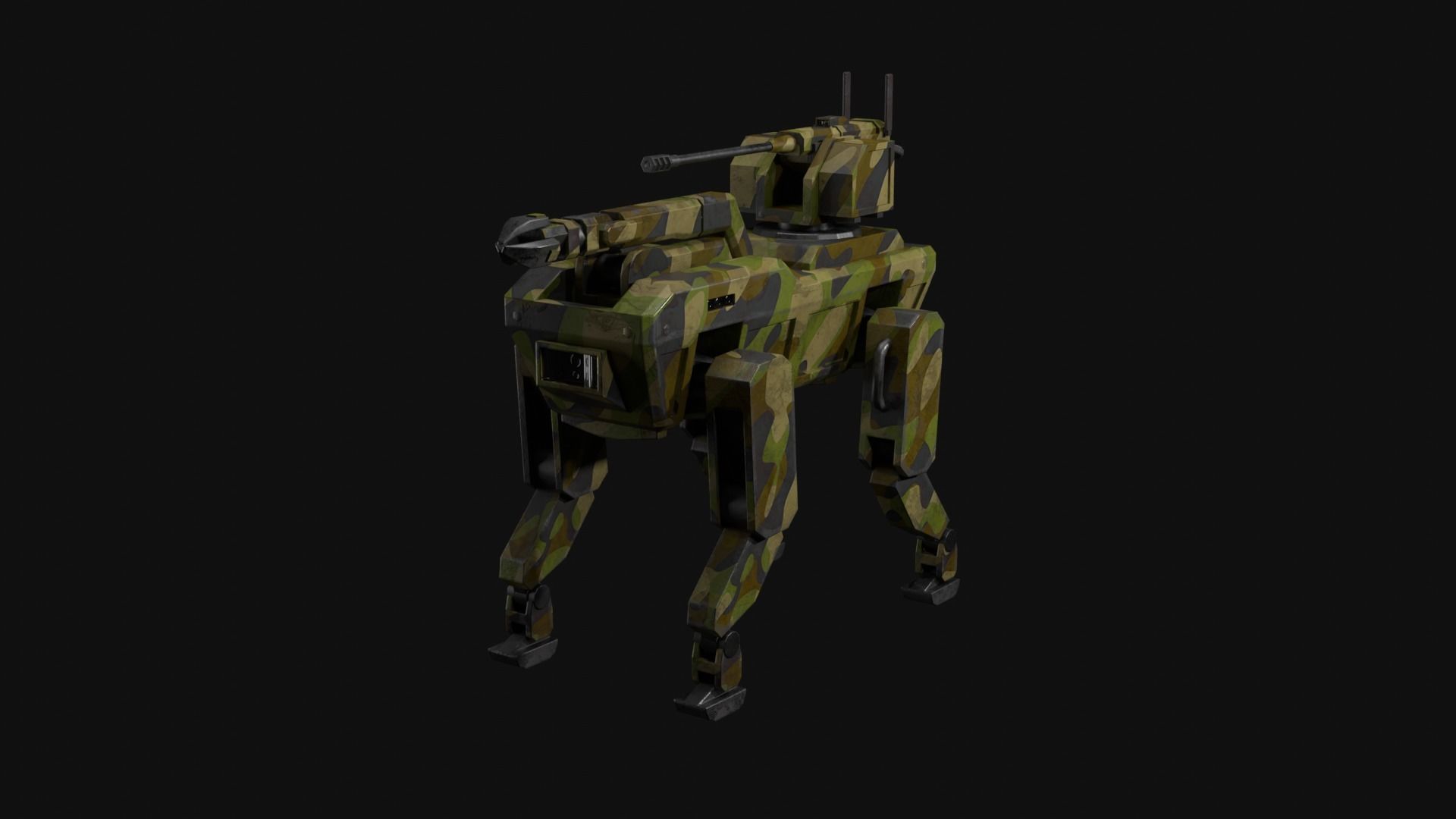 Military robot dog Low-poly 3D model_15