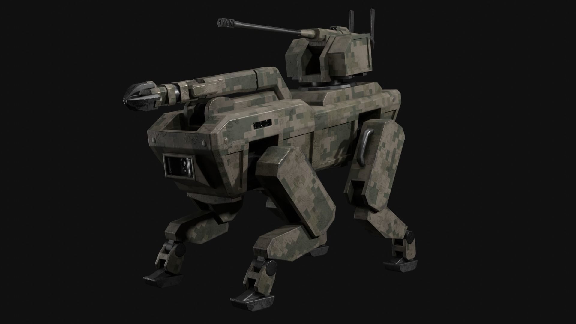 Military robot dog Low-poly 3D model_7