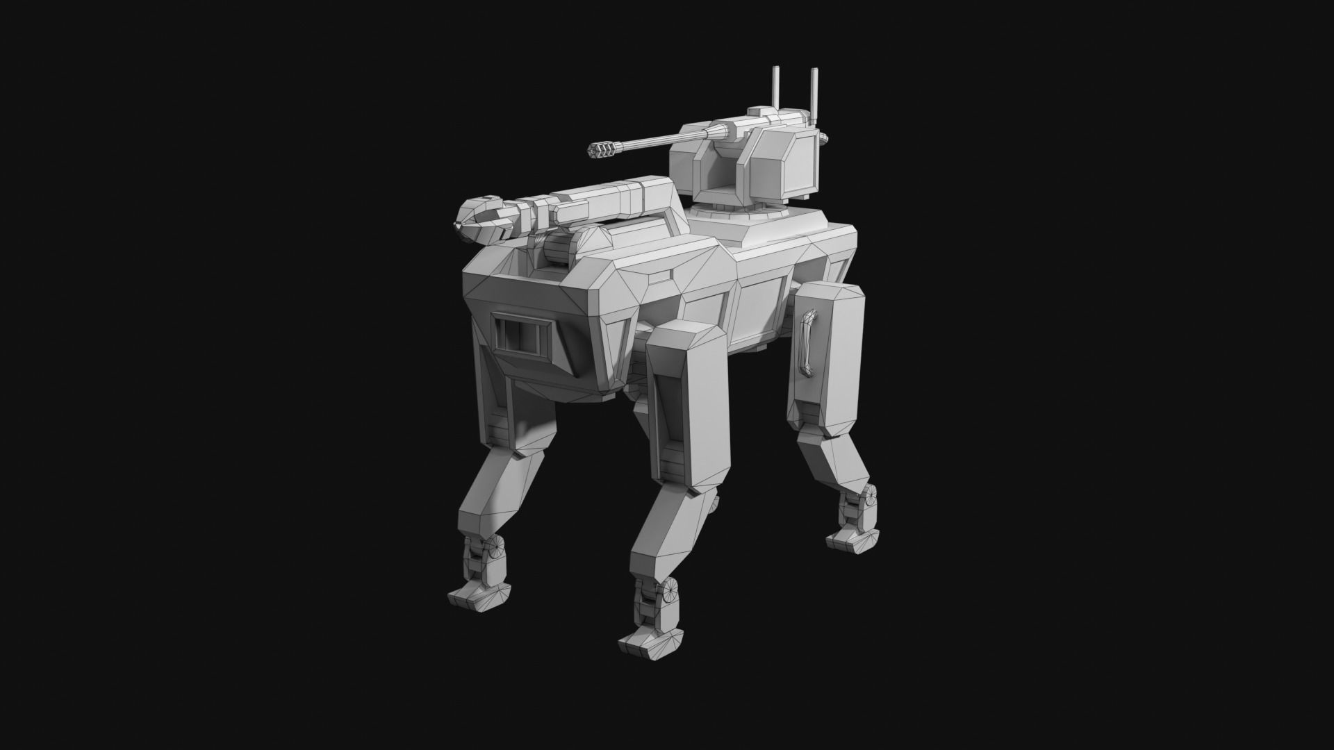 Military robot dog Low-poly 3D model_23