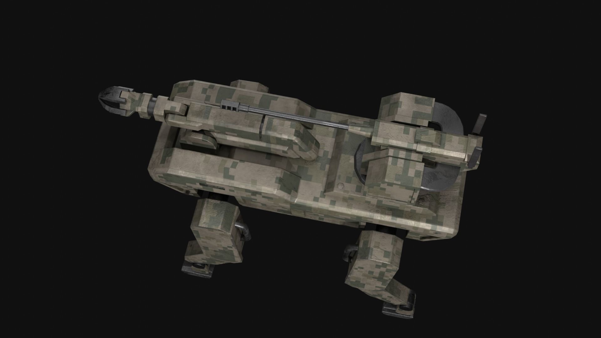 Military robot dog Low-poly 3D model_4