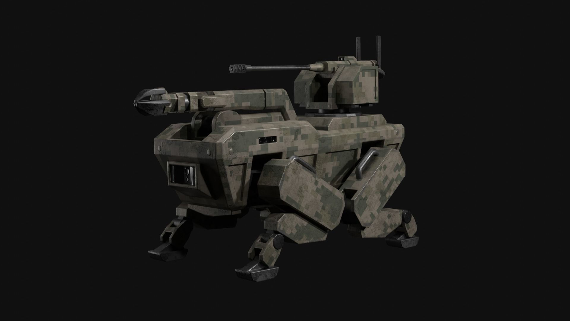 Military robot dog Low-poly 3D model_6