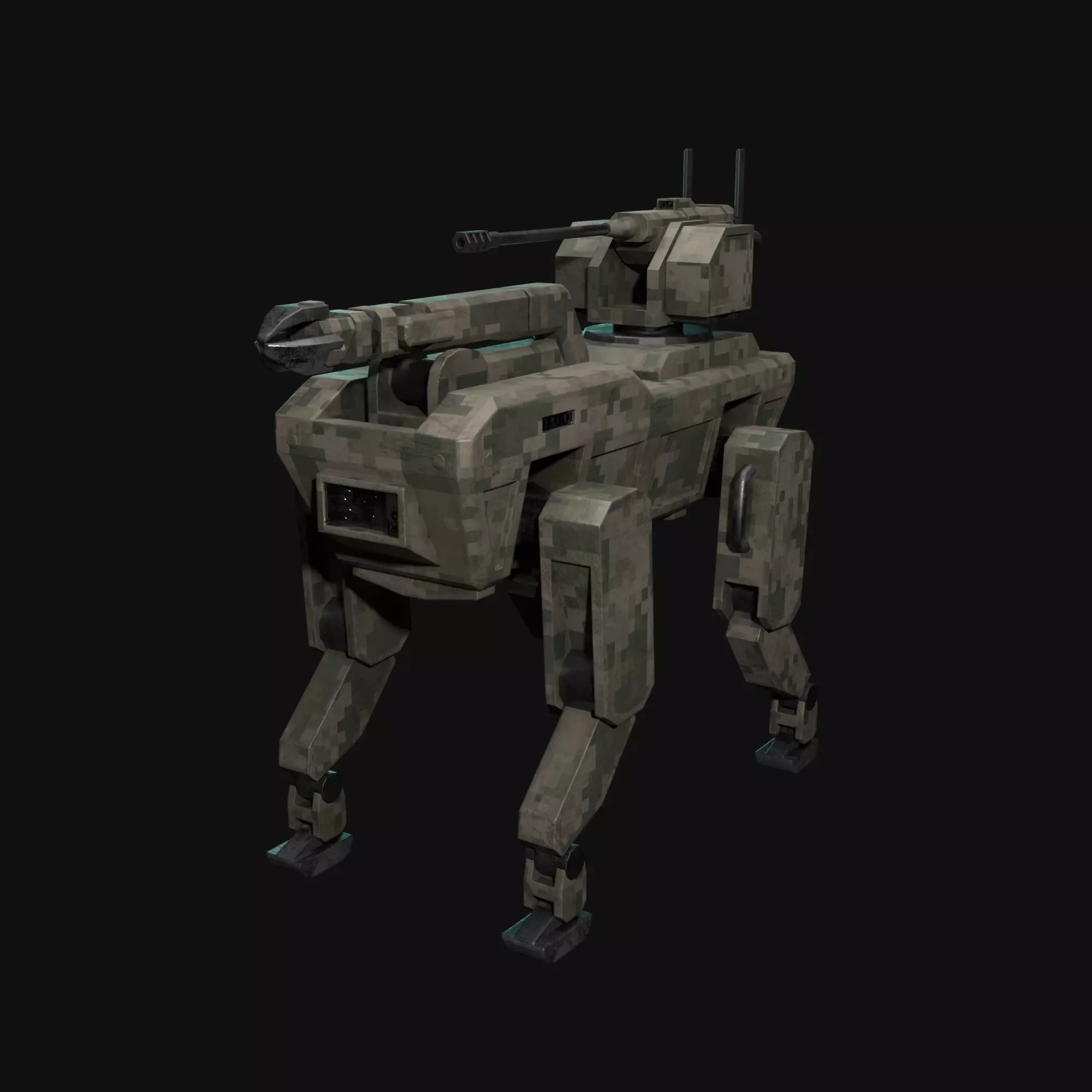 Military robot dog Low-poly 3D model_0