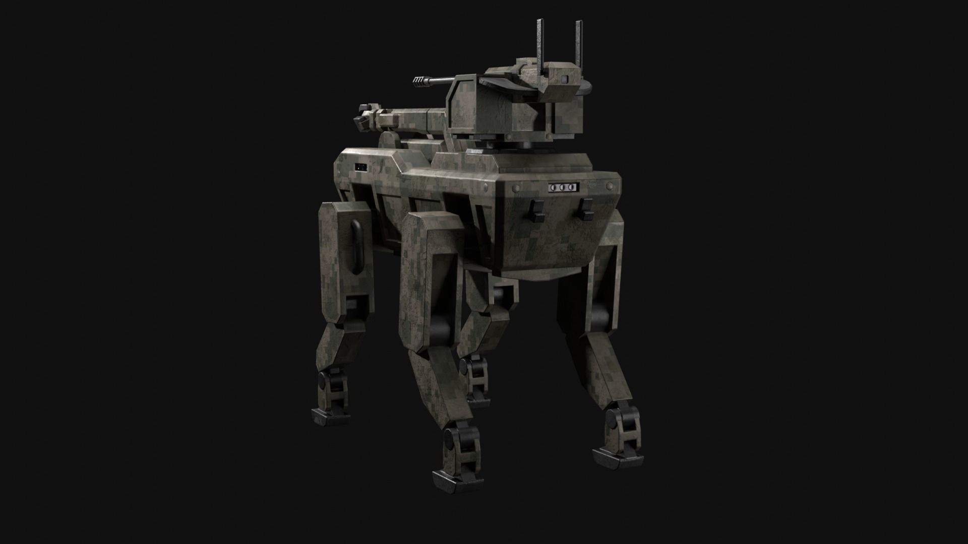 Military robot dog Low-poly 3D model_3
