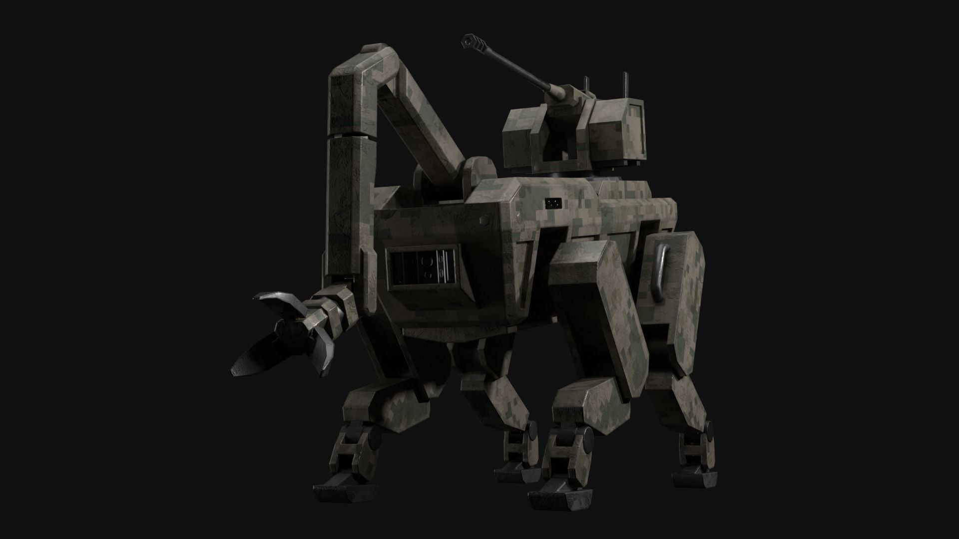Military robot dog Low-poly 3D model_8