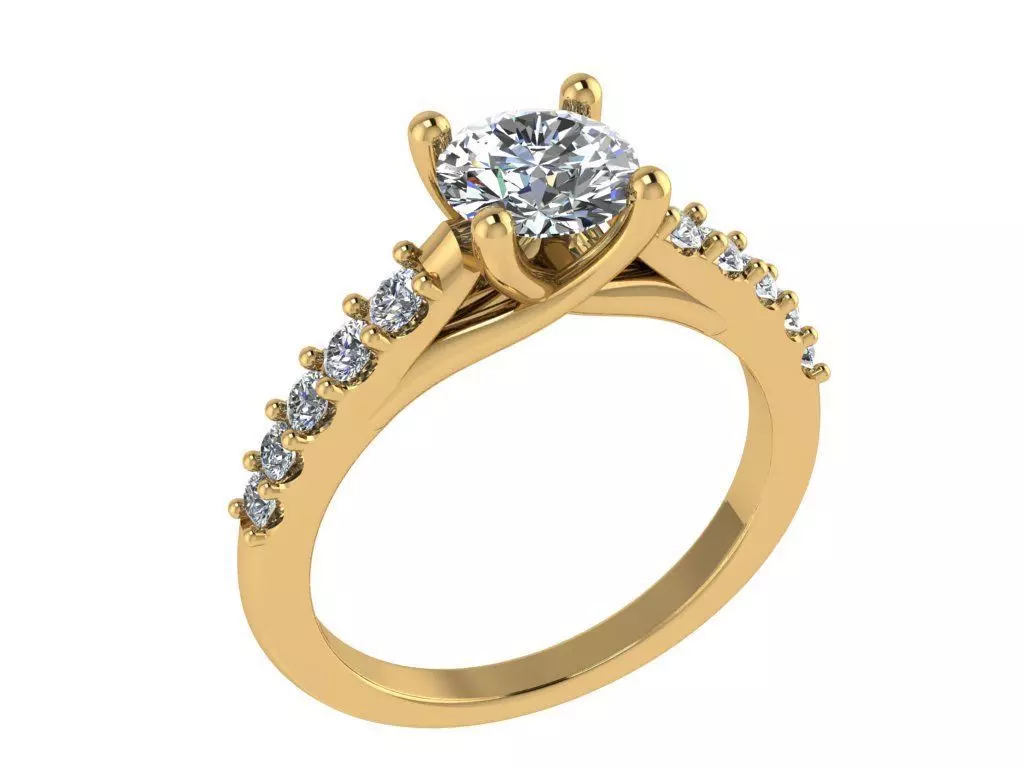 Ring351 diamond engagement ring gold 3D print model_0