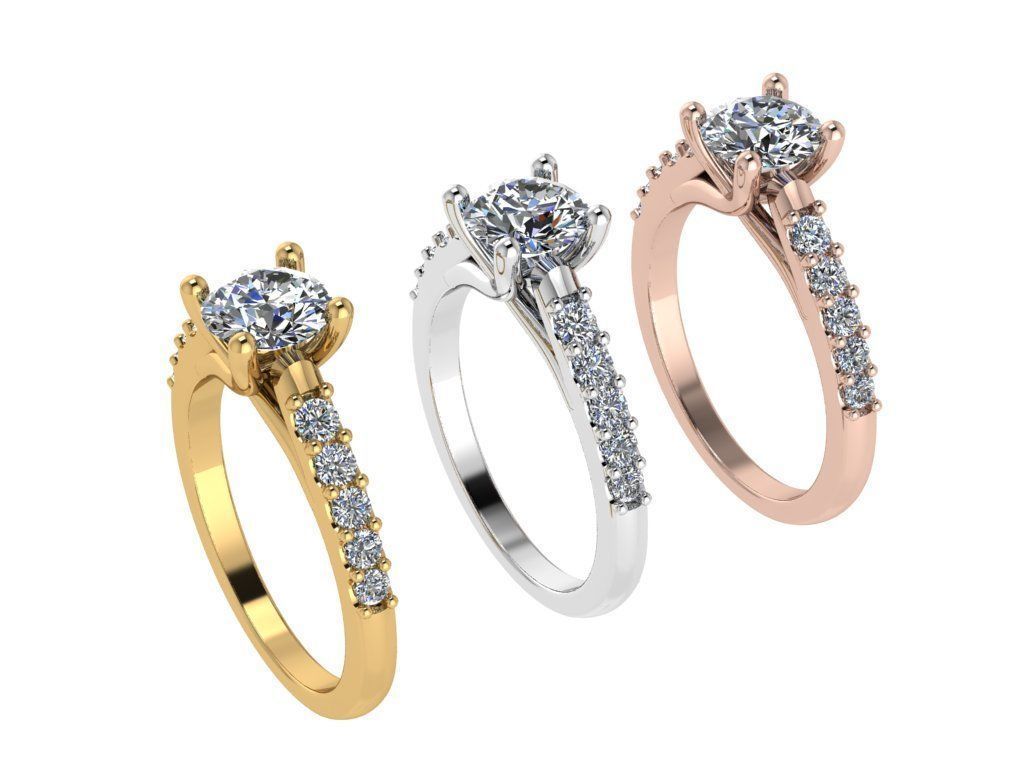 Ring351 diamond engagement ring gold 3D print model_4