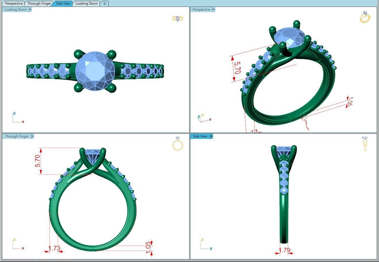 Ring351 diamond engagement ring gold 3D print model_5