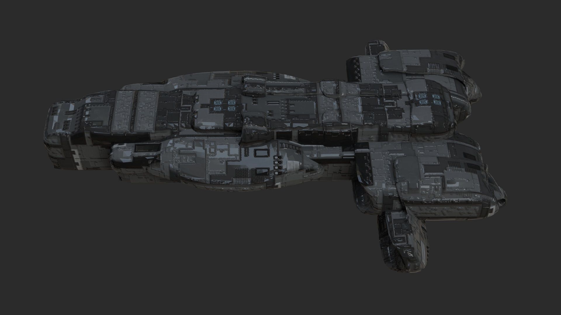 Sci Fi Spacecraft Low-poly 3D model_3