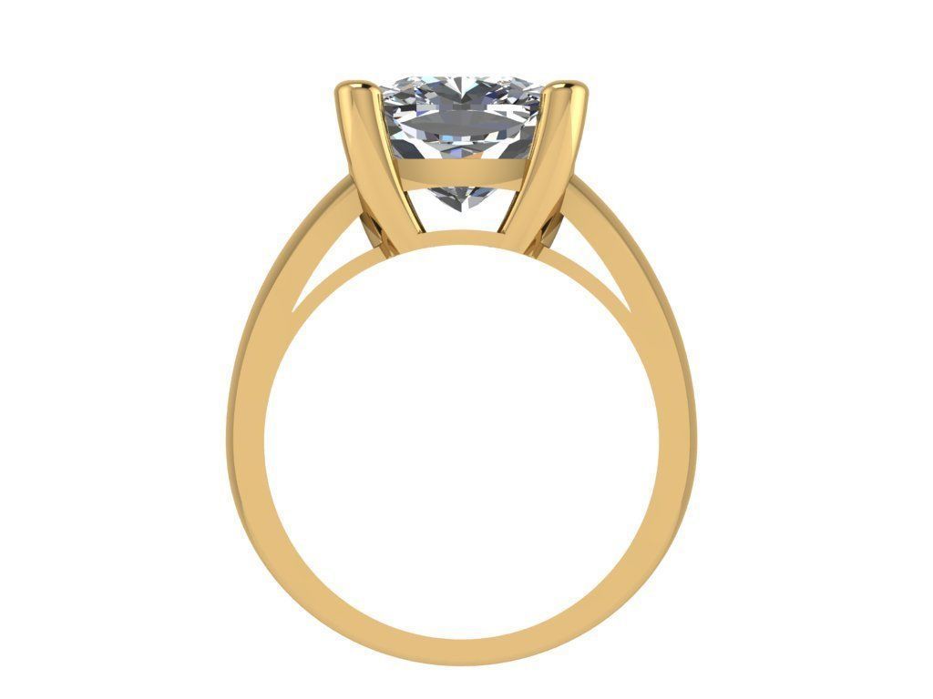 Ring352 gold engagement ring with cushion cut diamond 3D print model_2