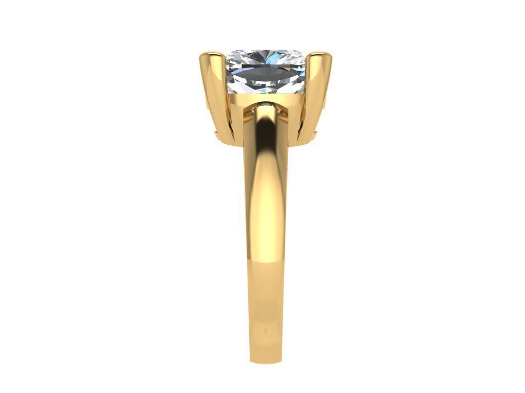 Ring352 gold engagement ring with cushion cut diamond 3D print model_3