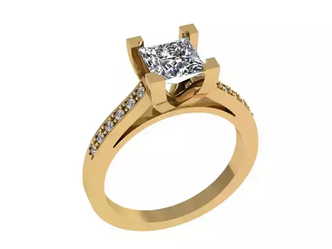 Ring354 princess cut diamond engagement ring gold