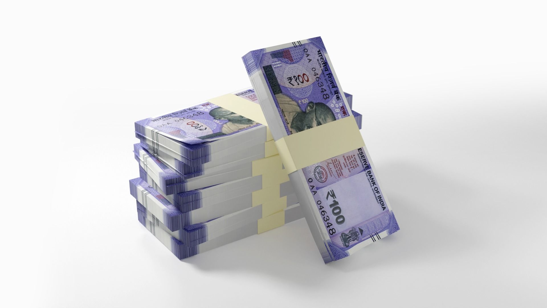 Indian rupees notes Low-poly 3D model_4