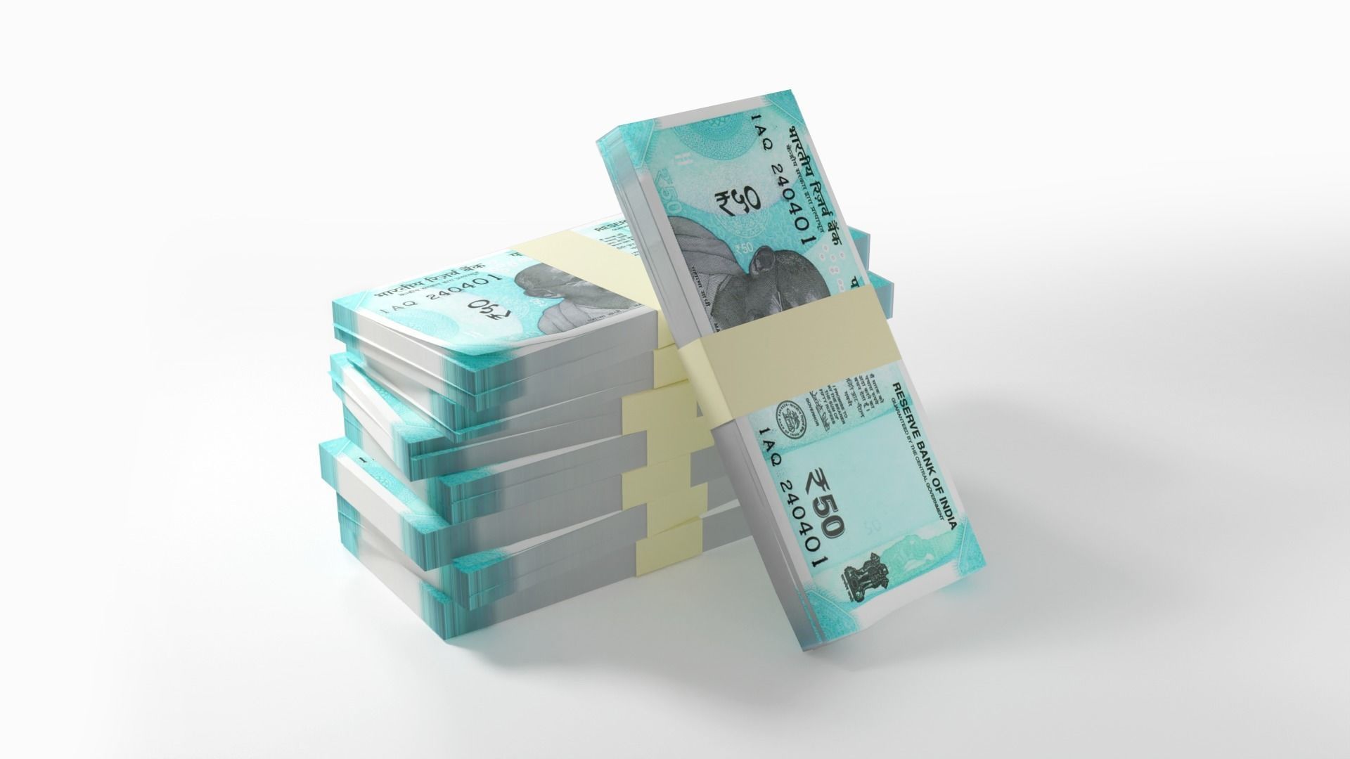Indian rupees notes Low-poly 3D model_3