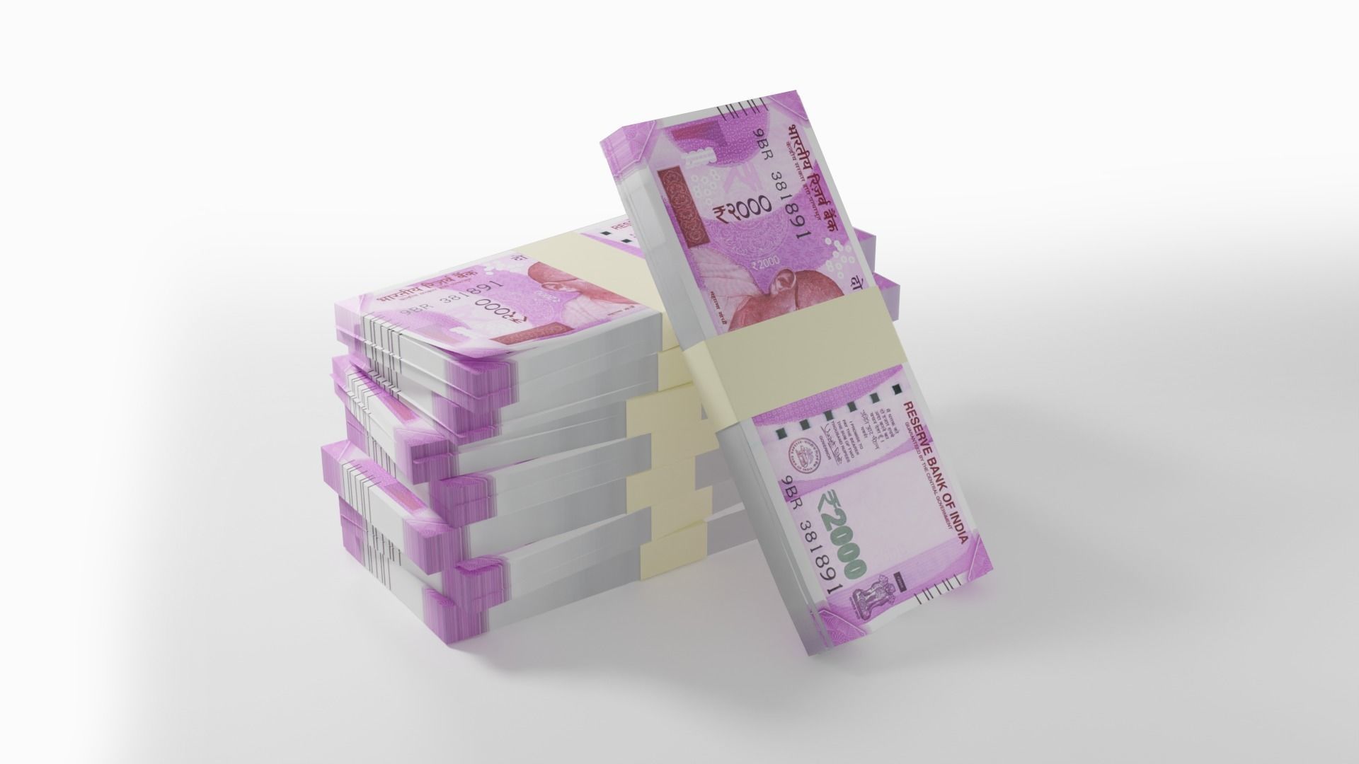 Indian rupees notes Low-poly 3D model_7