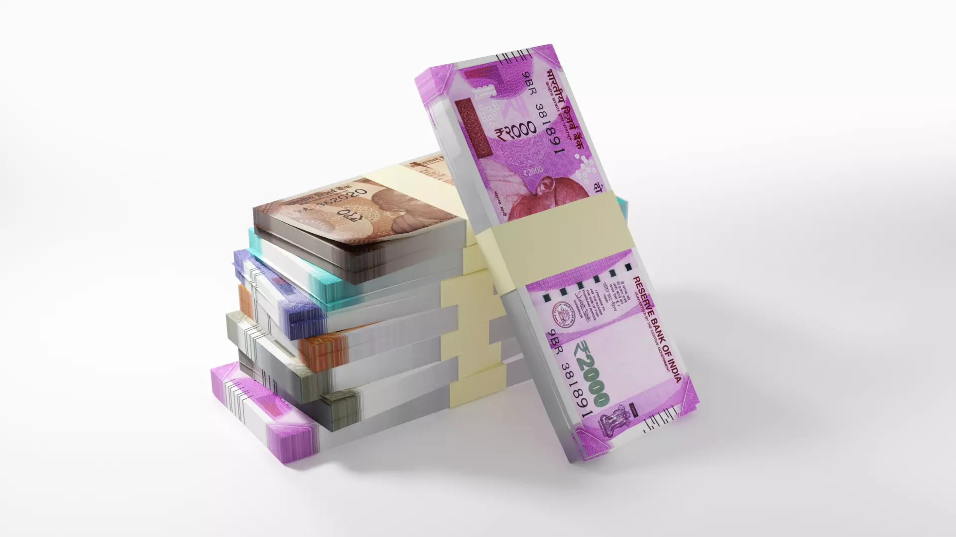 Indian rupees notes Low-poly 3D model_0