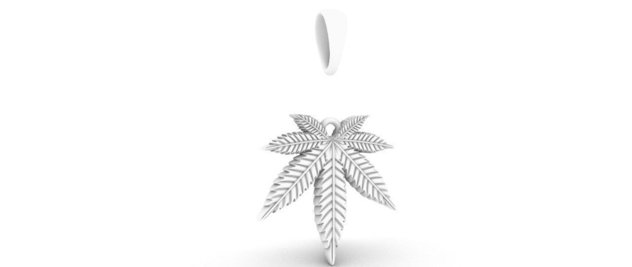 Hemp Cannabis Leaf Marijuana Ganja Weed pendant 3D print model_6