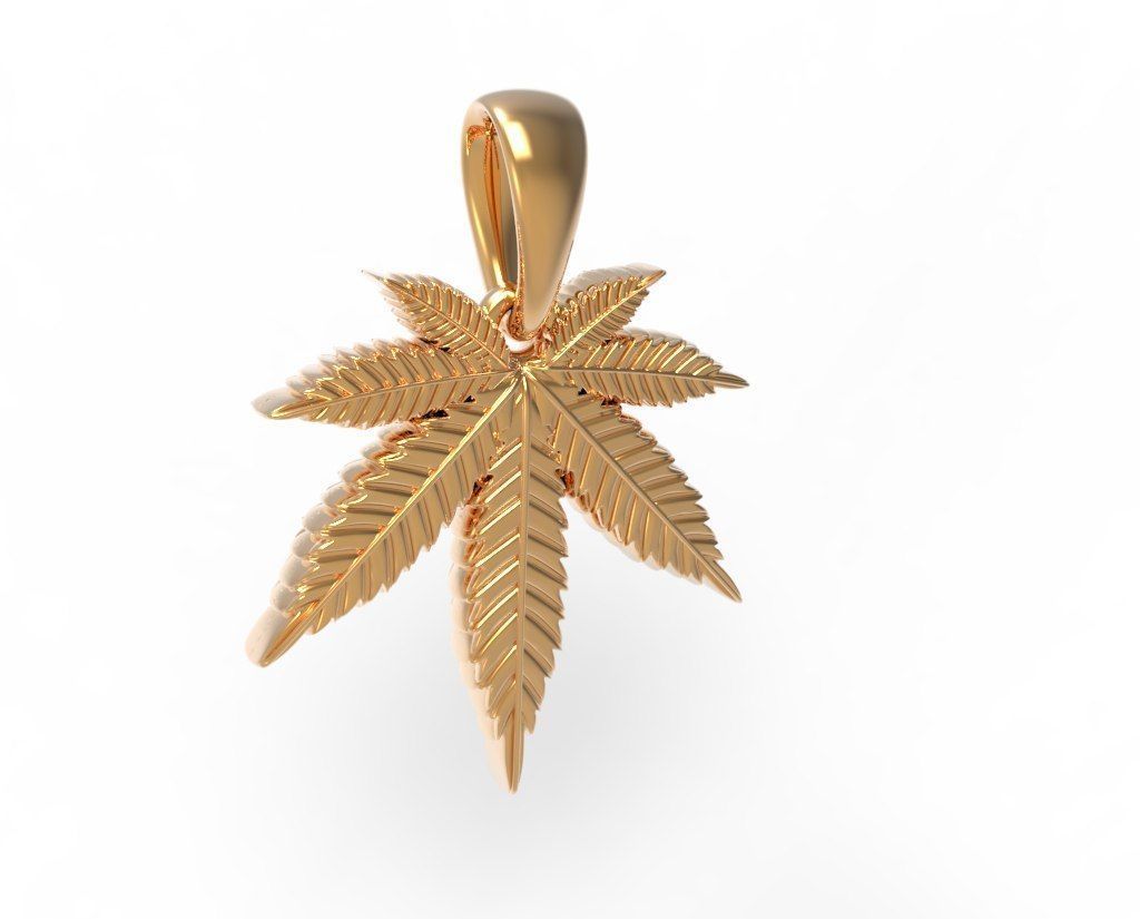 Hemp Cannabis Leaf Marijuana Ganja Weed pendant 3D print model_1