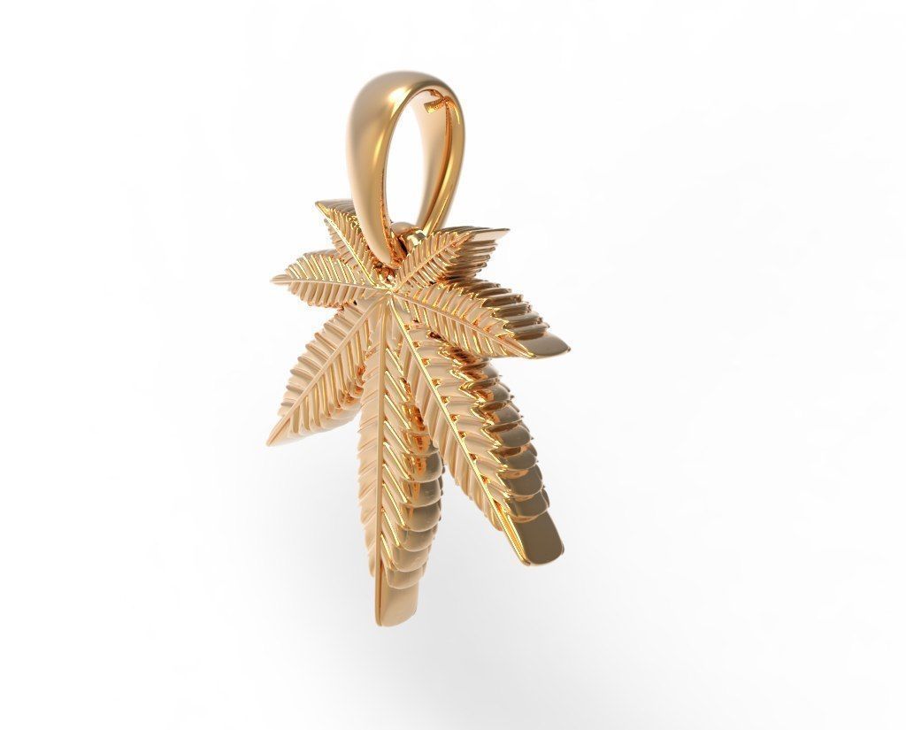 Hemp Cannabis Leaf Marijuana Ganja Weed pendant 3D print model_3