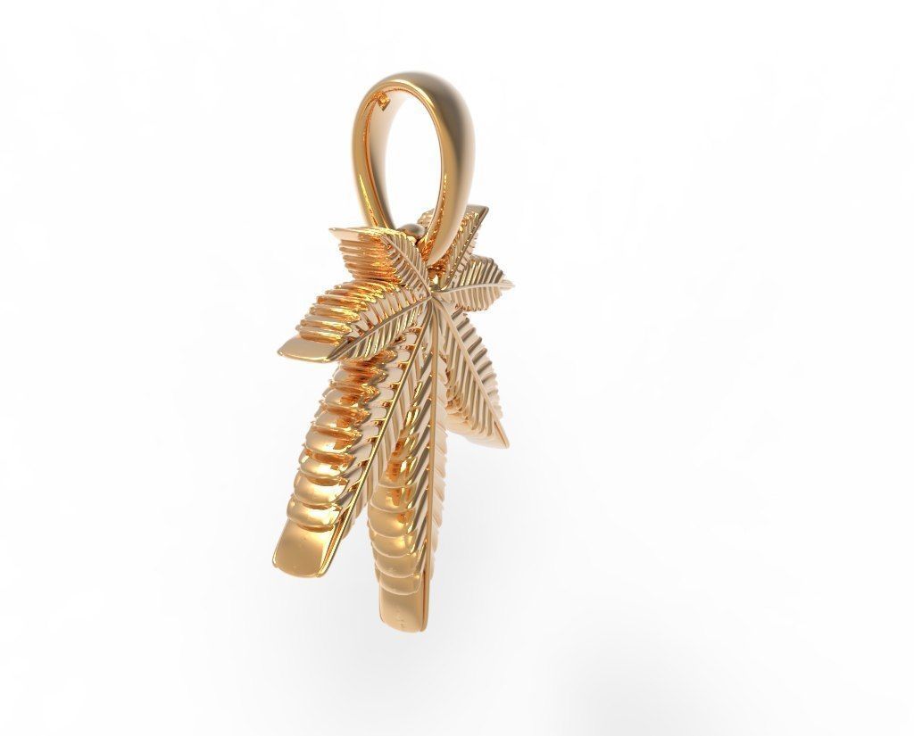 Hemp Cannabis Leaf Marijuana Ganja Weed pendant 3D print model_2