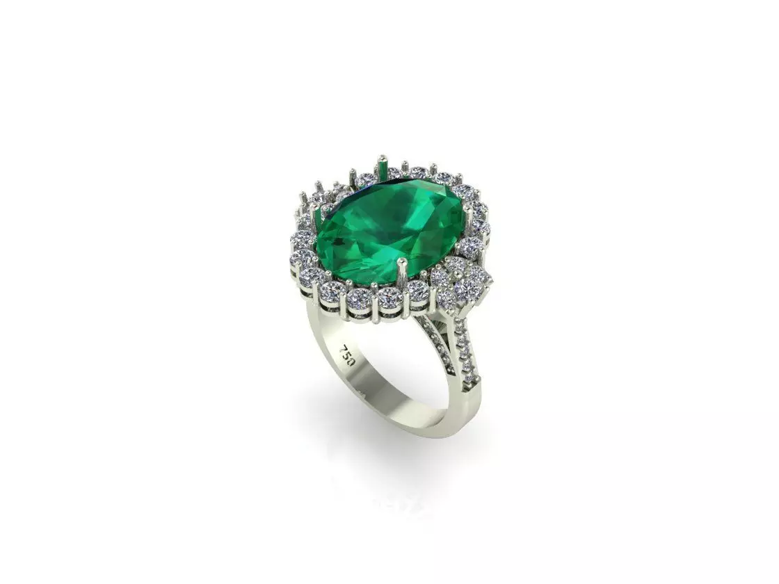  Emerald Ring with Diamonds 3D print model_0