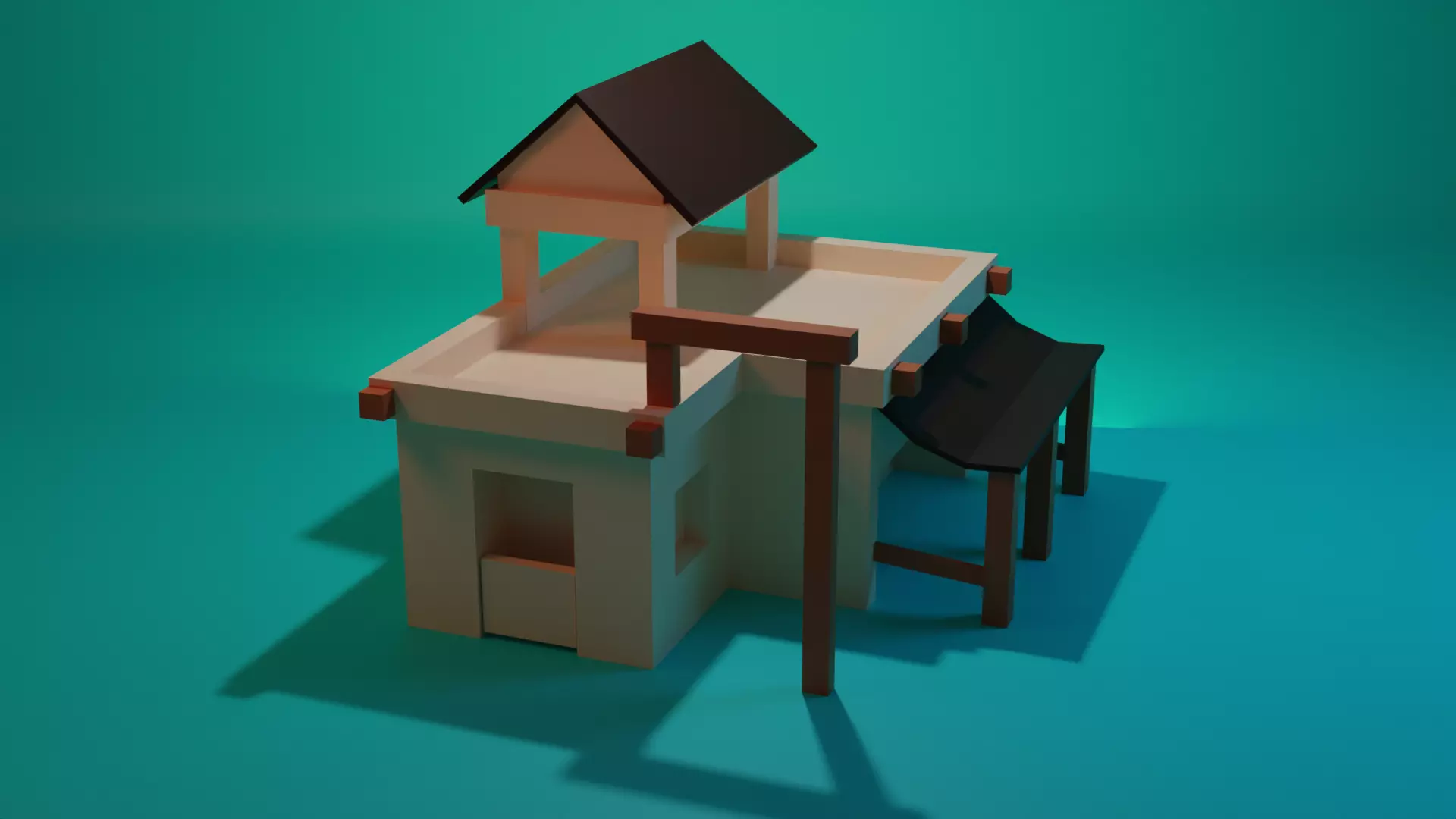 Build house with roof 3D model_0